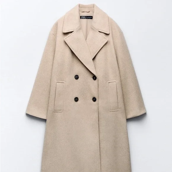 Zara Soft Oversized Coat in Beige
